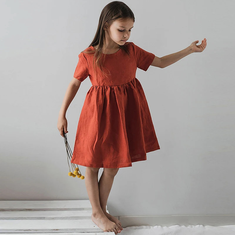 Red%20Linen%20Short-Sleeve%20Princess%20Dress%20%20%20