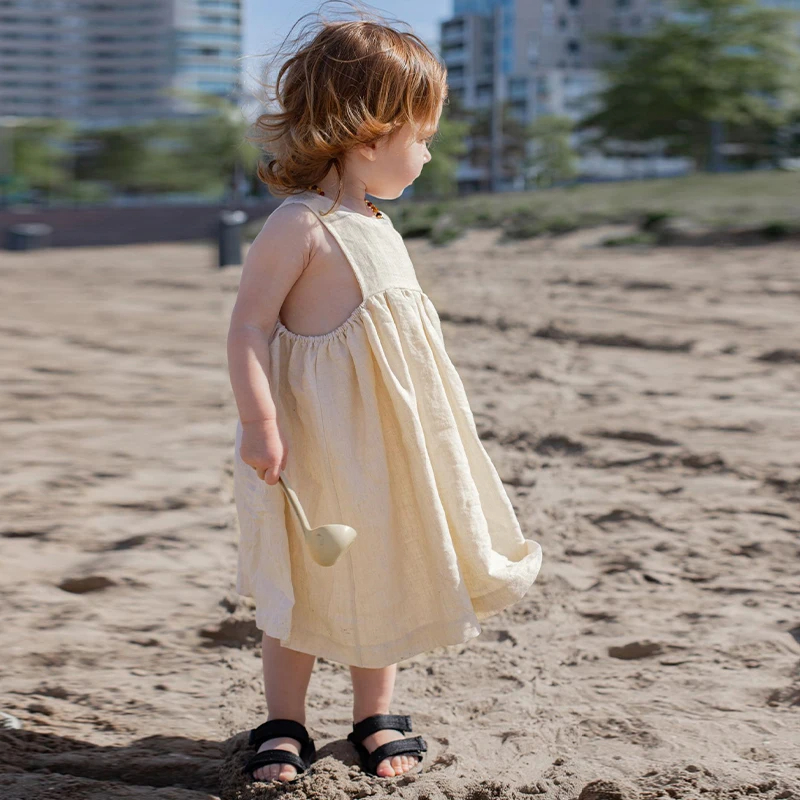 Apricot%20Cotton%20Girl’s%20Loose%20Beach%20Dress%20%20%20%20%20