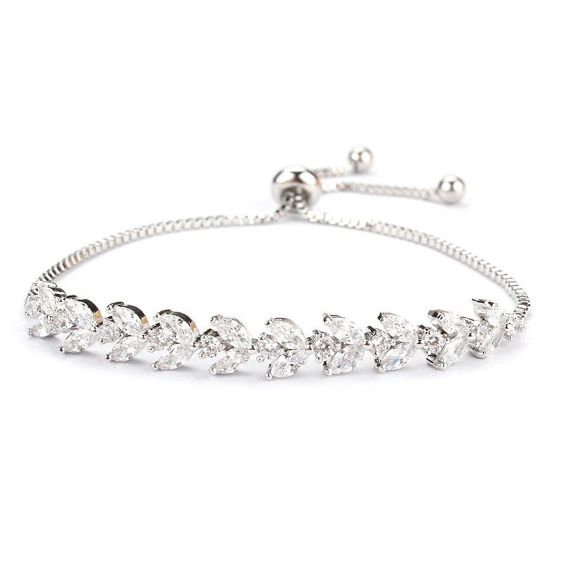 White%20Gold%20Platinum%20Marquise%20and%20Round%20Cubic%20Zircon%20Bracelet/