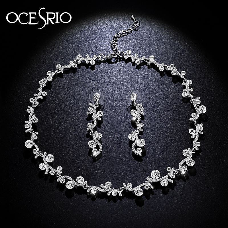 Romantic%20cubic%20zirconia%20silver%20necklace%20earrings%20set/