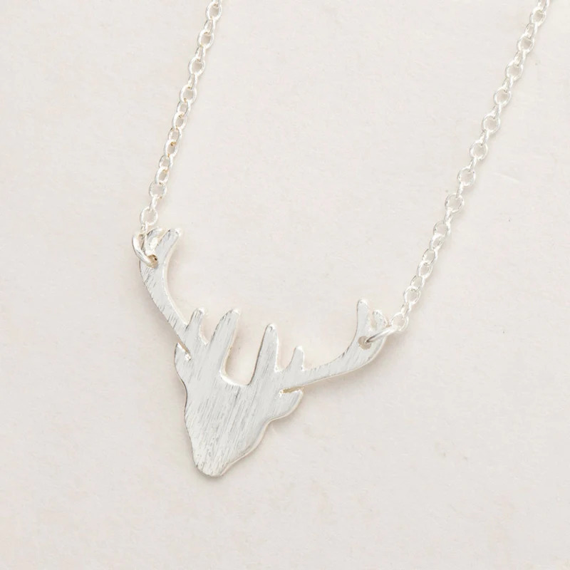 Silver%20Deer%20Horn%20Necklace/