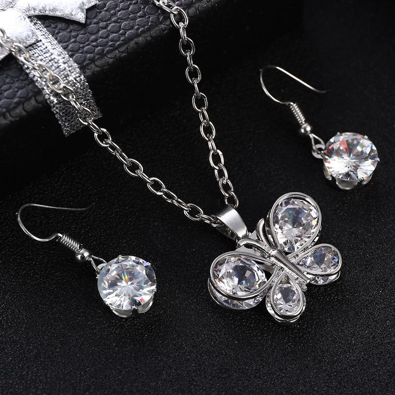 Silver%20white%20crystal%20stone%20romantic%20butterfly%20lady%20jewelry%20set