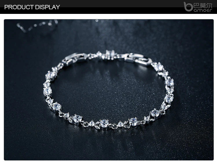 Silver%20Platinum%20White%20Zircon%20Heart%20Elegant%20Ladies%20Bracelet/