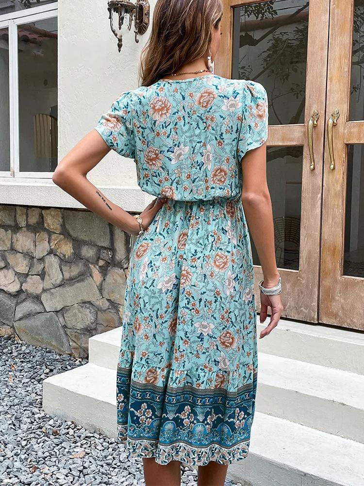 Floral%20Print%20Boho%20Green%20Midi%20Summer%20Dress