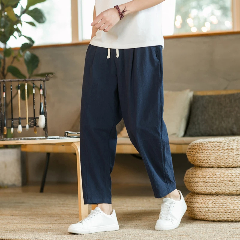 Navy%20Blue%20Cotton%20Linen%20Men’s%20Pants