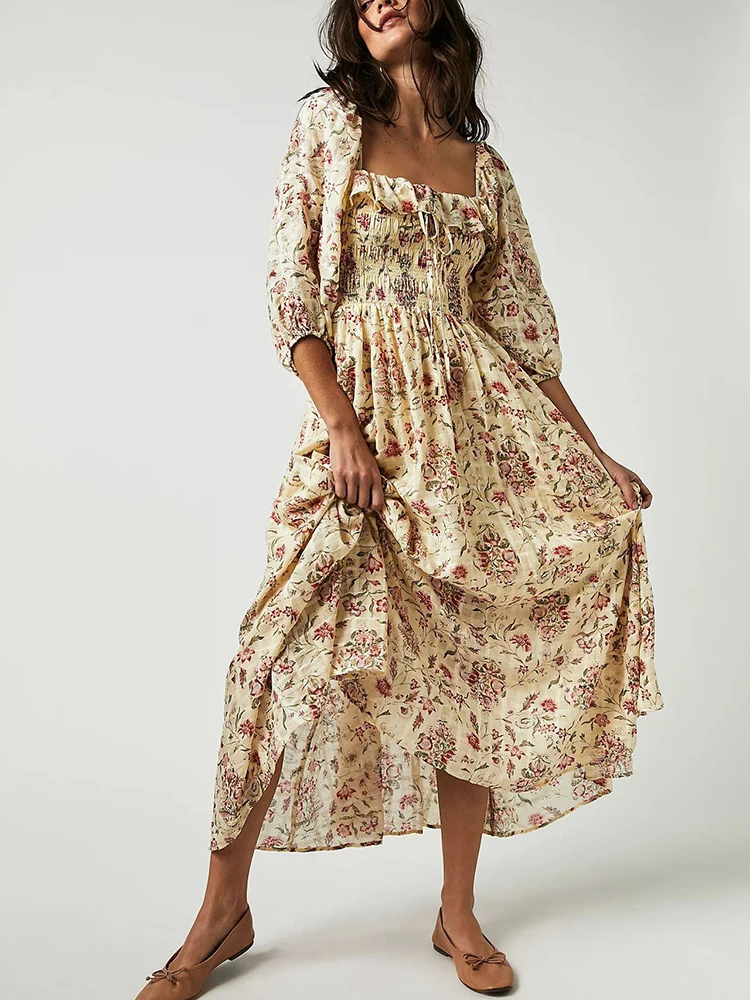 Yellow%20Floral%20Chic%20Boho%20Maxi%20Dress