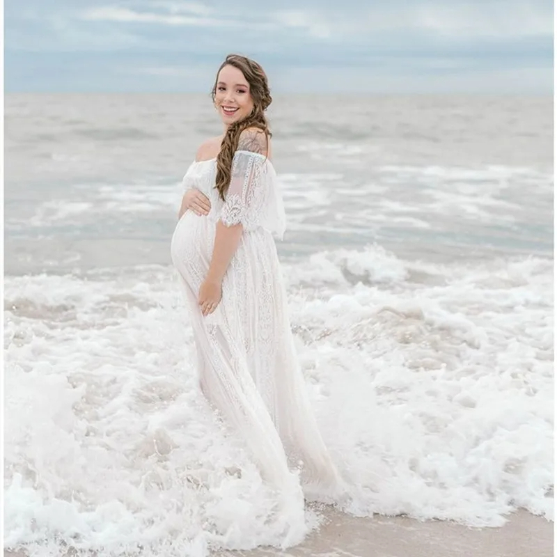 Maternity%20Long%20Lace%20White%20Dress