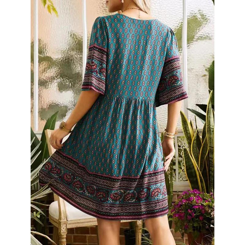 Green%20Boho%20Ethnic%20Style%20Midi%20Dress%20%20%20%20%20%20%20%20%20