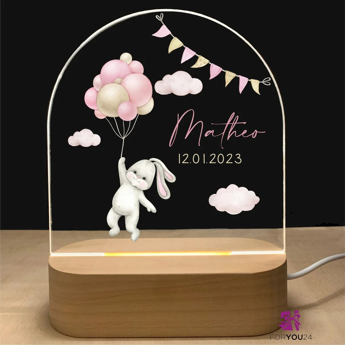 Personalized%20Rabbit%20with%20Pink%20Balloons%20BabyGirl%20Night%20Light/