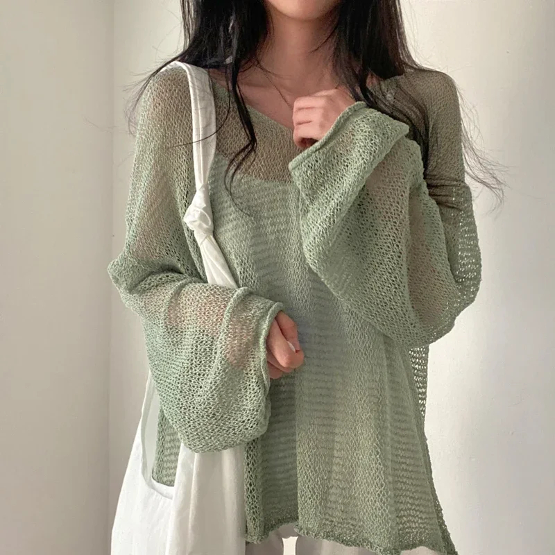 Green%20Women%20Lantern%20Long%20Sleeve%20O-Neck%20Sweater