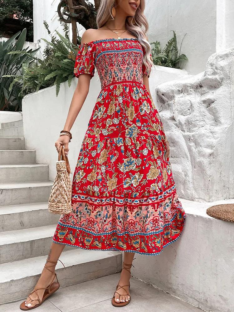 Bohemian%20Red%20Party%20Midi%20Dress%20%20%20-