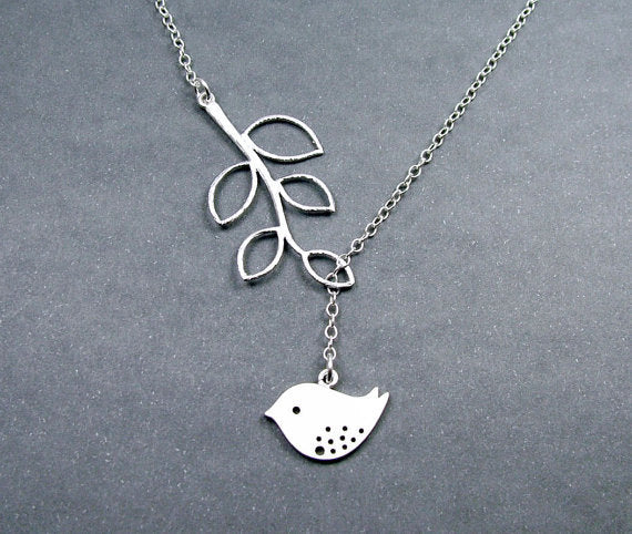 Bird%20on%20Leaf%20Silver%20Necklace/