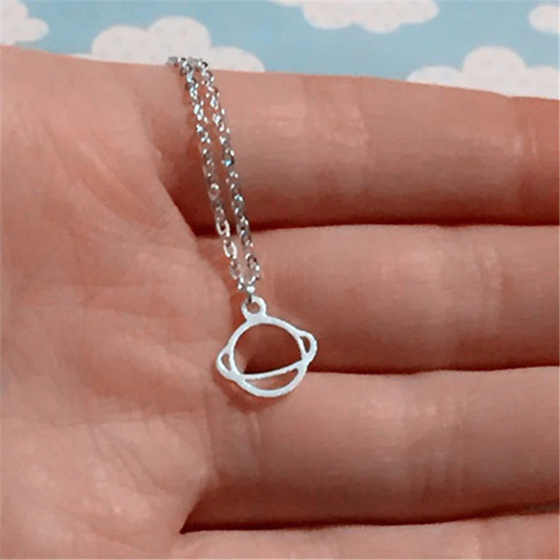 Saturn%20Silver%20Necklace%20Minimalist%20Necklace/