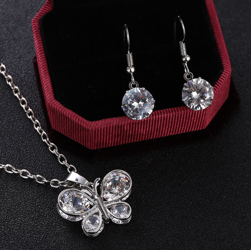 Silver%20white%20crystal%20stone%20romantic%20butterfly%20lady%20jewelry%20set