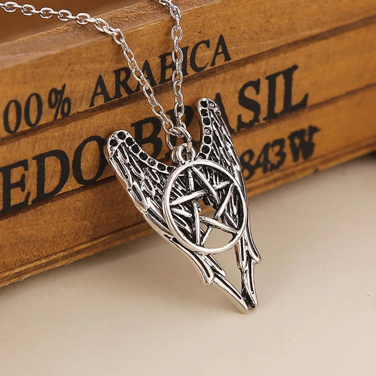 Supernatural%20Geometry%20Star%20Wings%20Ward%20Evil%20Amulet%20Pentagram%20Pendant%20Necklace/