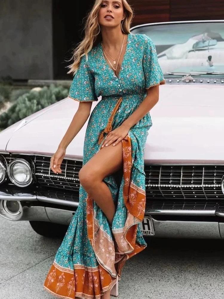 %20Green%20Beach%20Bohemian%20V%20%20Neck%20Tassel%20Maxi%20Dress-