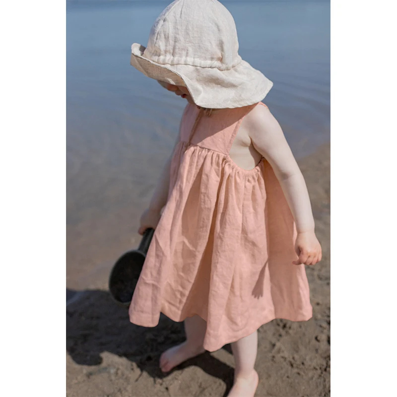 Pink%20Cotton%20Girl’s%20Loose%20Beach%20Dress%20%20%20%20%20