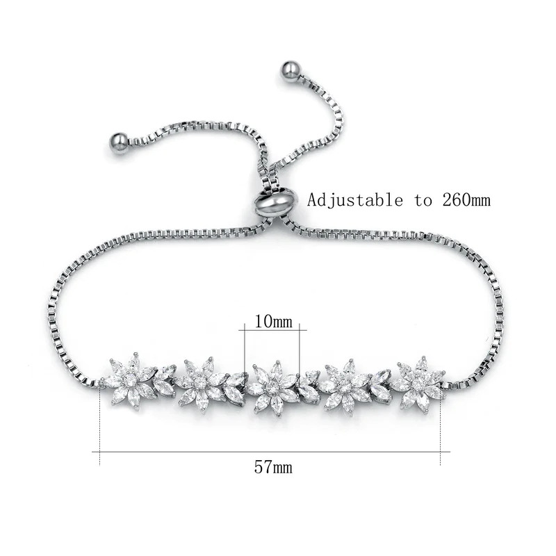 White%20Gold%20Platinum%20Marquise%20Flowers%20Bracelet/