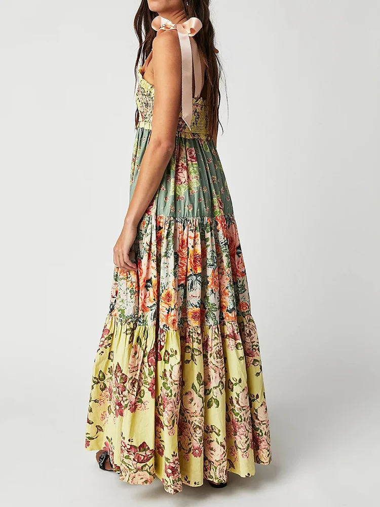 Yellow%20Floral%20%20Spaghetti%20Strap%20Beach%20Dress%20