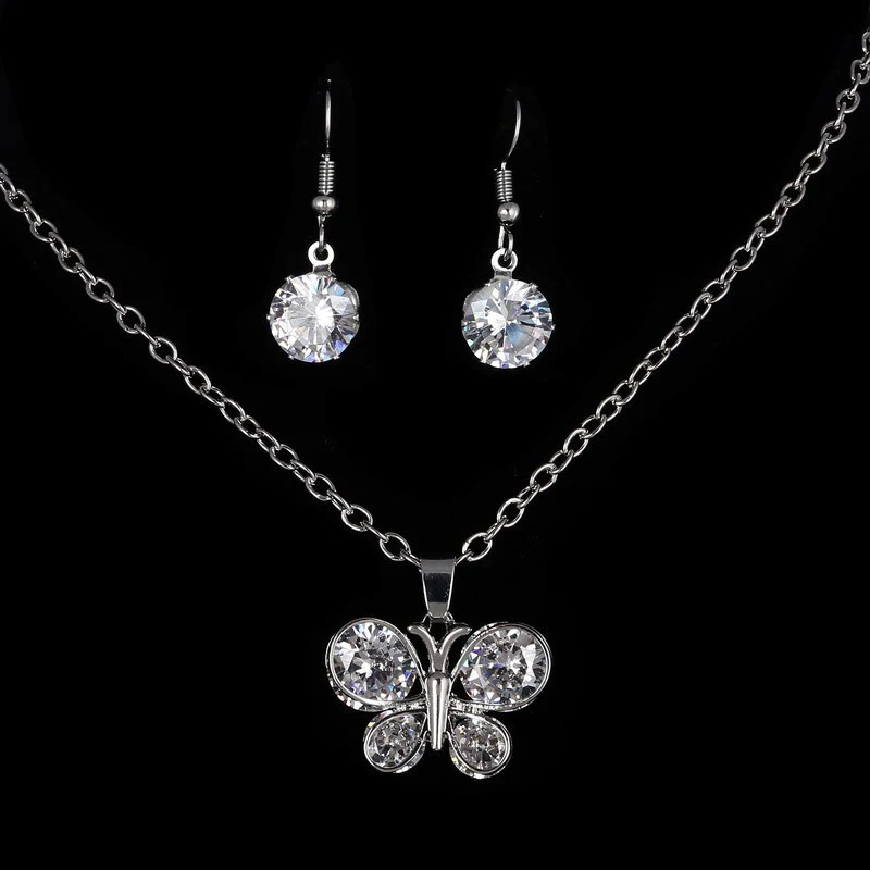 Silver%20white%20crystal%20stone%20romantic%20butterfly%20lady%20jewelry%20set/