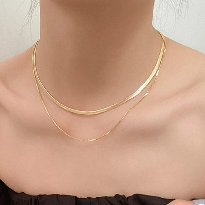 Dainty%2018K%20Gold%20Filled%20Choker%20Layered%20Necklace