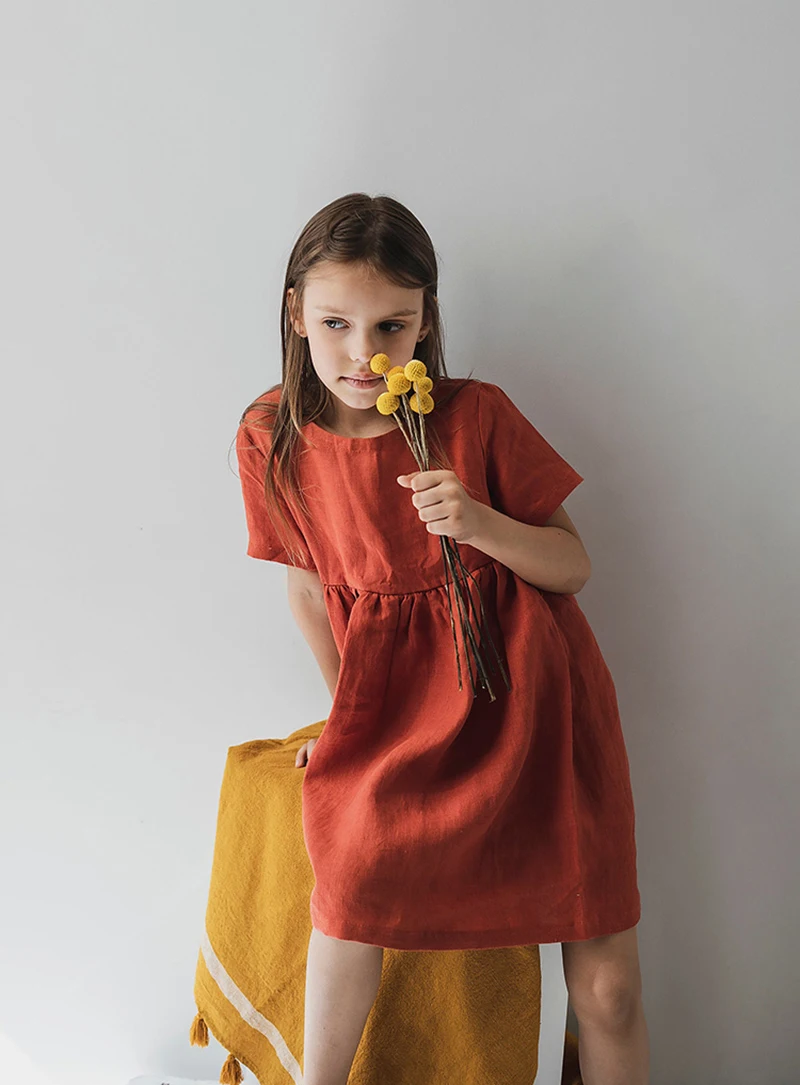 Red%20Linen%20Short-Sleeve%20Princess%20Dress%20%20%20-