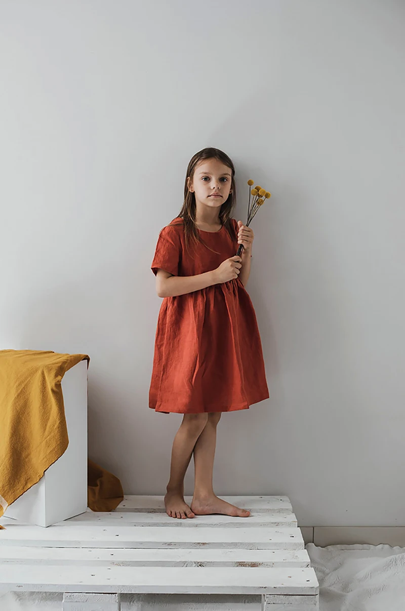 Red%20Linen%20Short-Sleeve%20Princess%20Dress%20%20%20