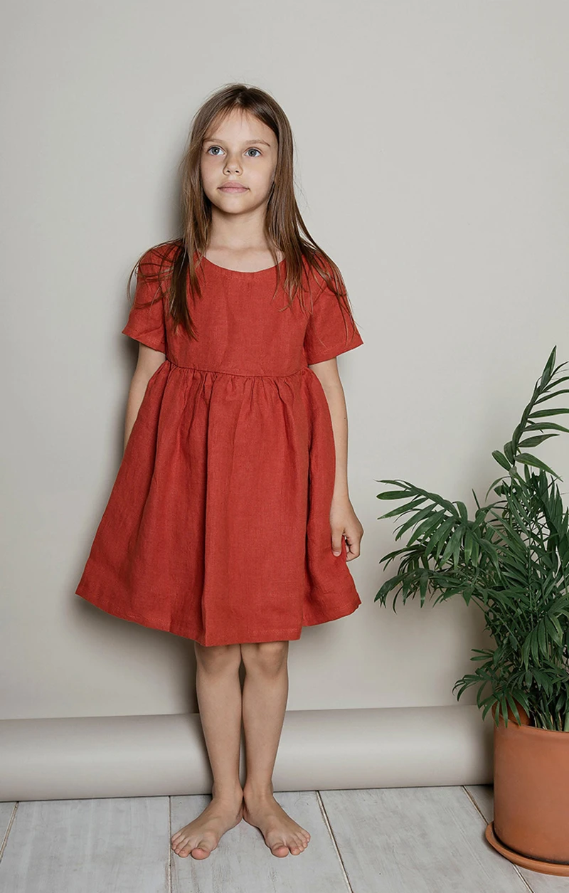 Red%20Linen%20Short-Sleeve%20Princess%20Dress%20%20%20-