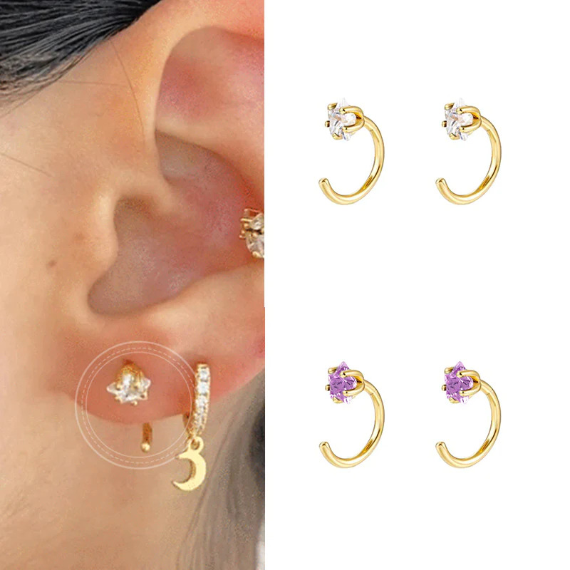 Cz%20Star%20Open%20Huggie%20Hoop%20Earrings%20-%20Ear%20hugger