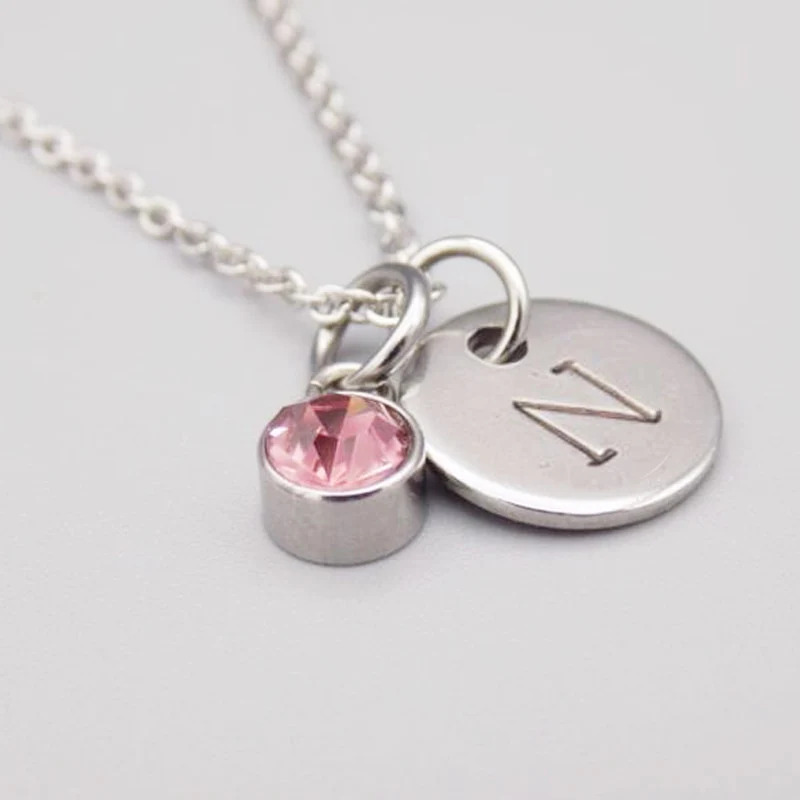 Personalized%20Birthstone%20Initial%20Disc%20Necklace/