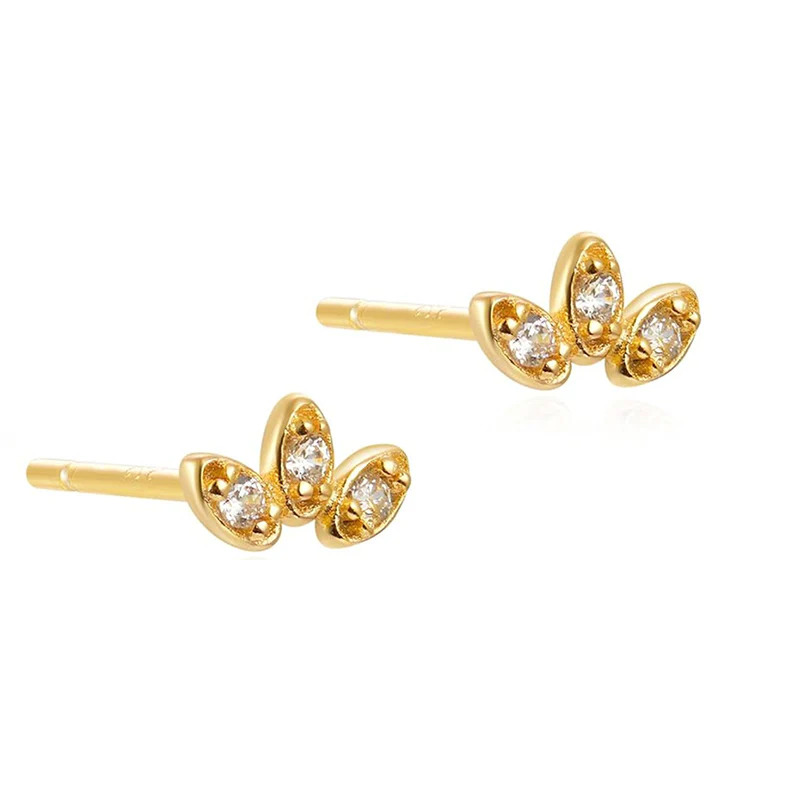 Dainty%203%20Leaves%20Flower%20Shaped%20CZ%20Stud%20Earrings/