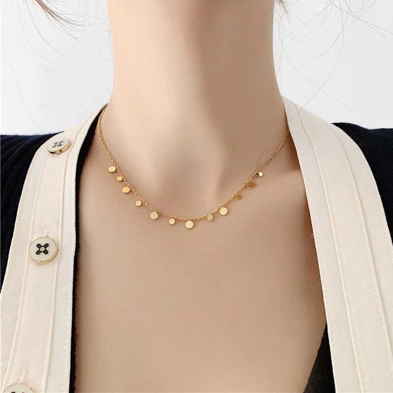 Dainty%2018K%20Gold%20Plated%20Coin%20Choker%20Necklace/