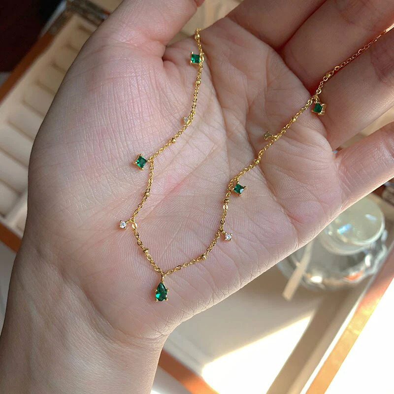 Green%20Cubic%20Zircon%20Choker%20Necklace/