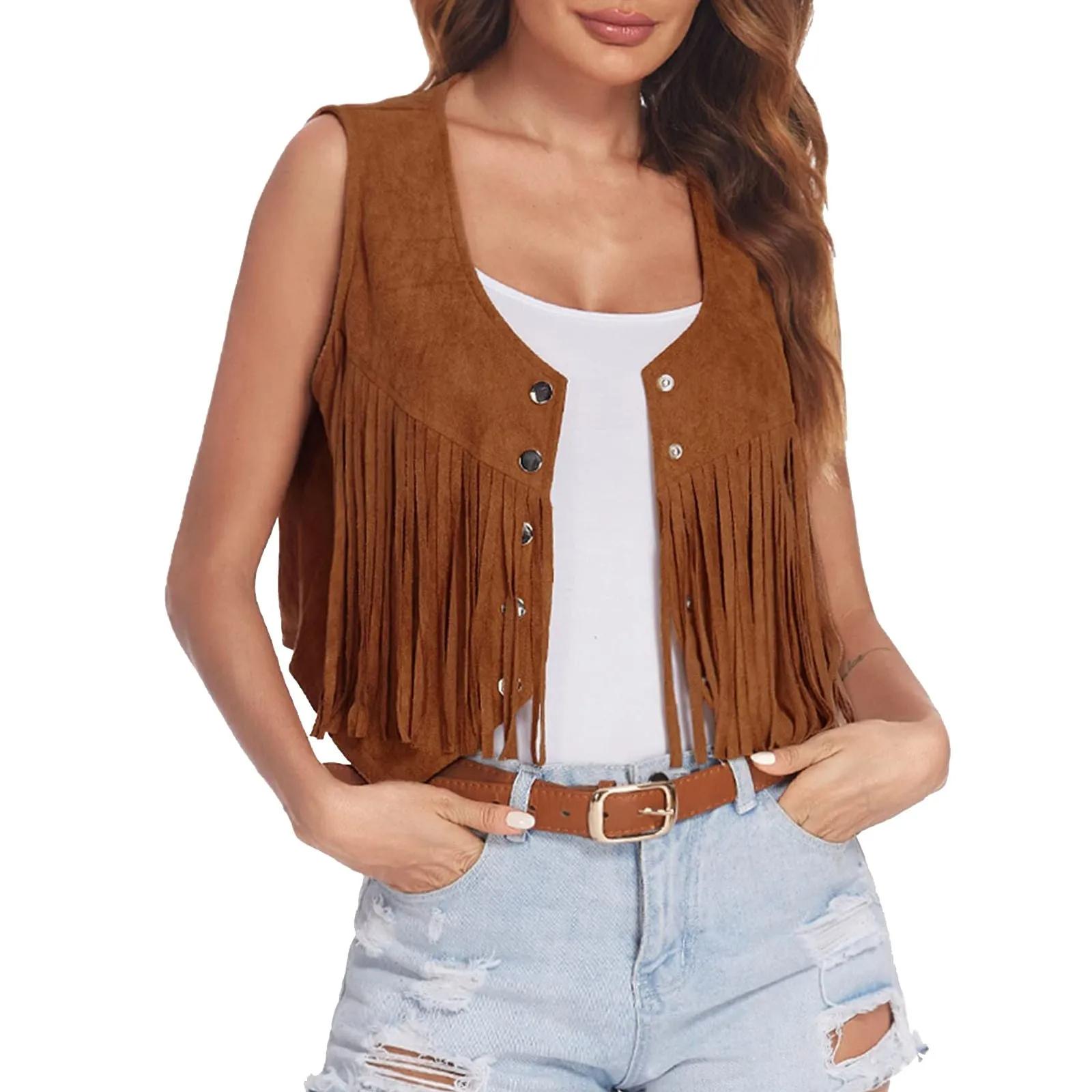 Khaki%20Women%20Fringe%20Faux%20Suede%20%20Vintage%20Vest