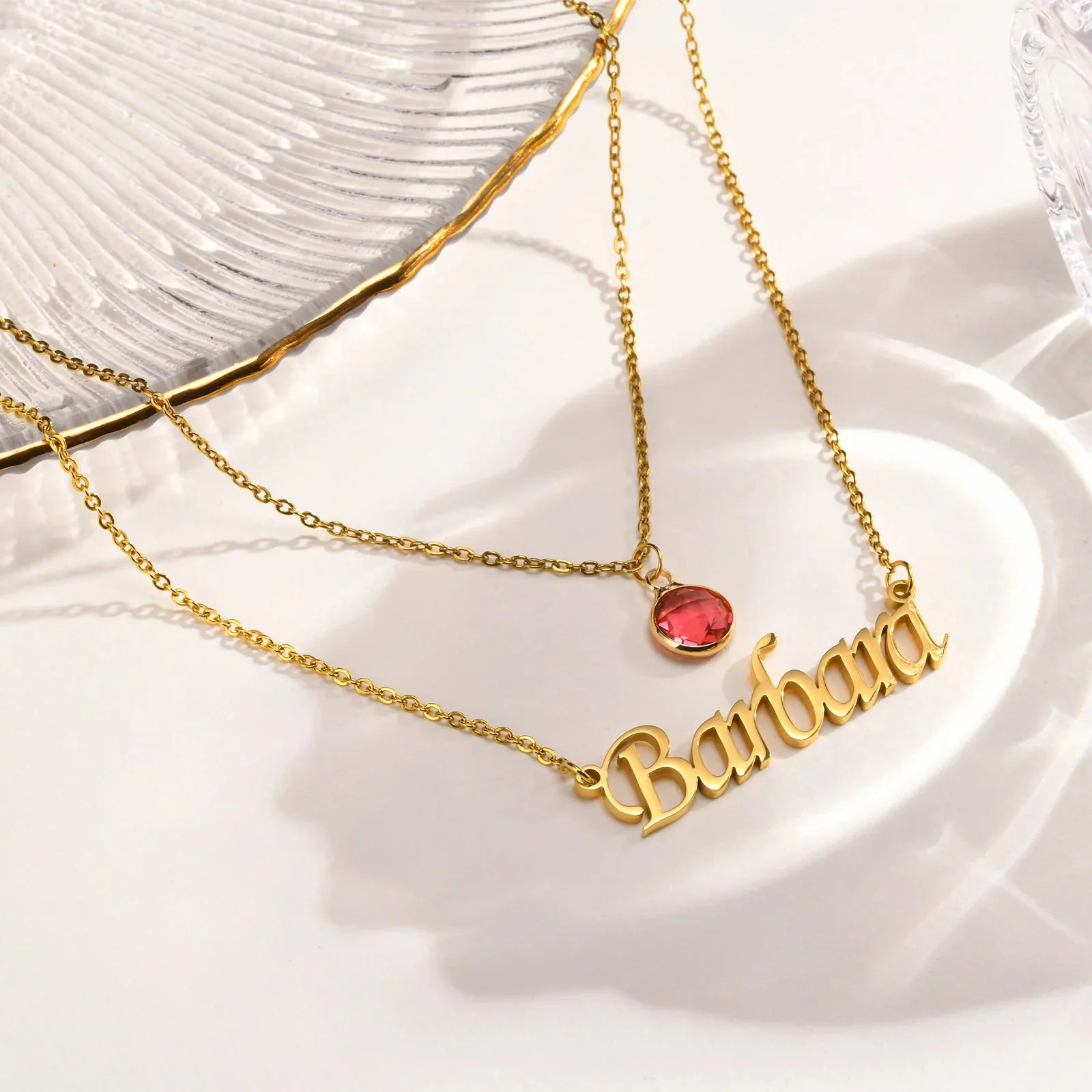 Personalized%20Double%20Chain%20Layered%20Name%20Necklace%20With%20Birthstone/