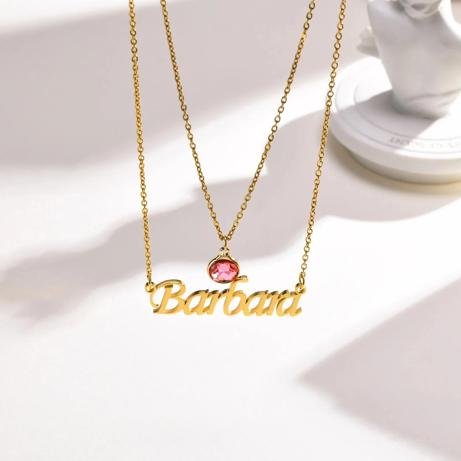 Personalized%20Double%20Chain%20Layered%20Name%20Necklace%20With%20Birthstone/