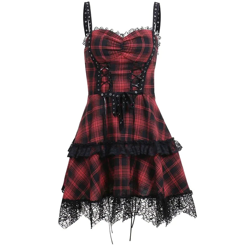 Gothic%20Red%20Plaid%20Mini%20Lolita%20Dress/