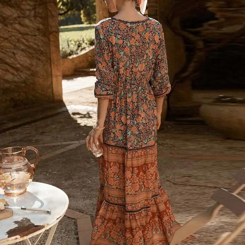 Long%20Boho%20Floral%20Print%20Maxi%20Orange%20Dress