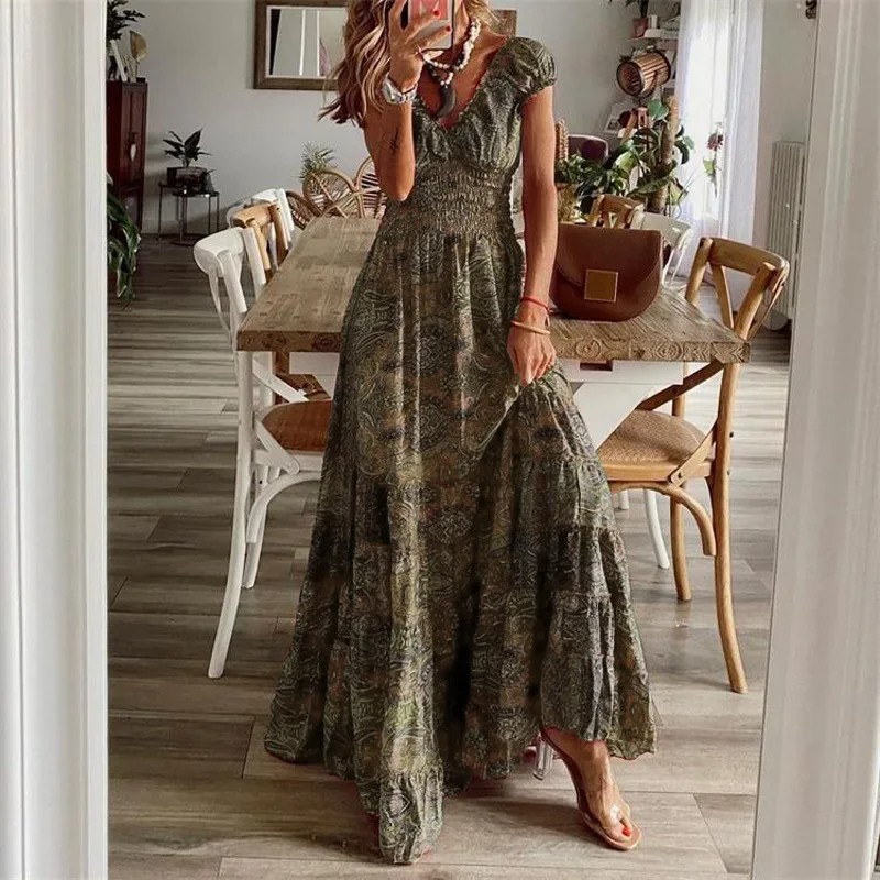 Olive%20Boho%20Paisley%20Print%20Long%20Dress%20%20%20%20%20%20%20%20