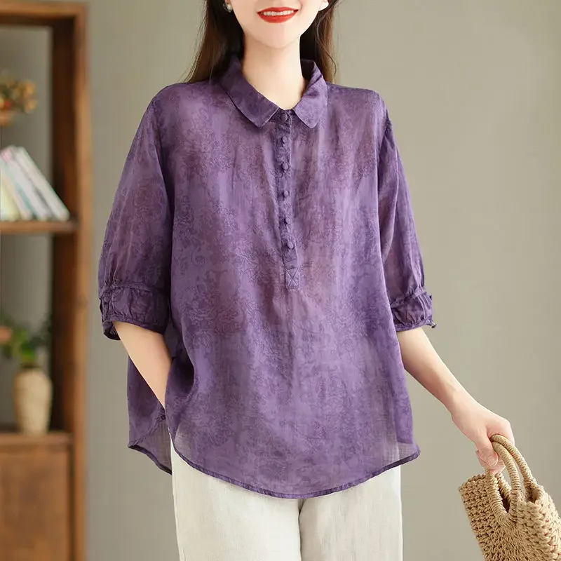 Purple%20Cotton%20Linen%20Tees%20Shirts%20for%20Women%20-