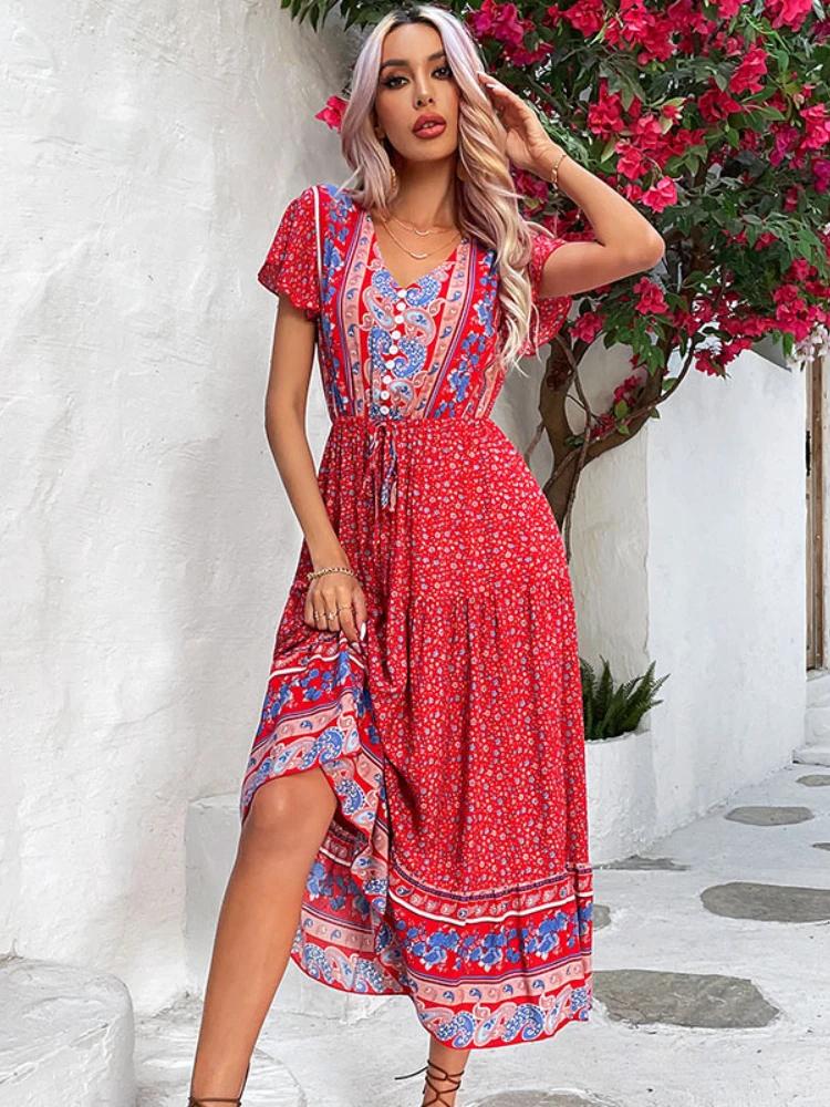 Red%20Floral%20Long%20Bohemian%20Dress