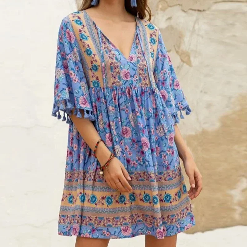 Blue%20Cotton%20Tassel%20Mini%20Dress%20%20%20-