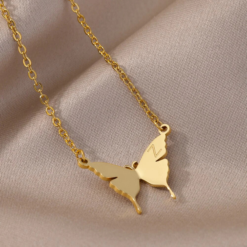 Initials%20Letter%20Butterfly%20Pendant%20Necklace/