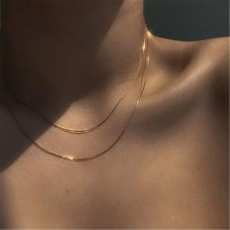 14K%20Gold%20Filled%20Herringbone%20Choker%20Necklace