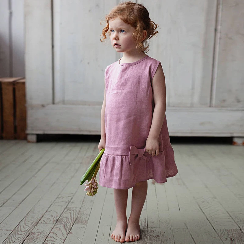 Pink%20Sleeveless%20O-Neck%20Linen%20Flower%20Girl%20Dress-