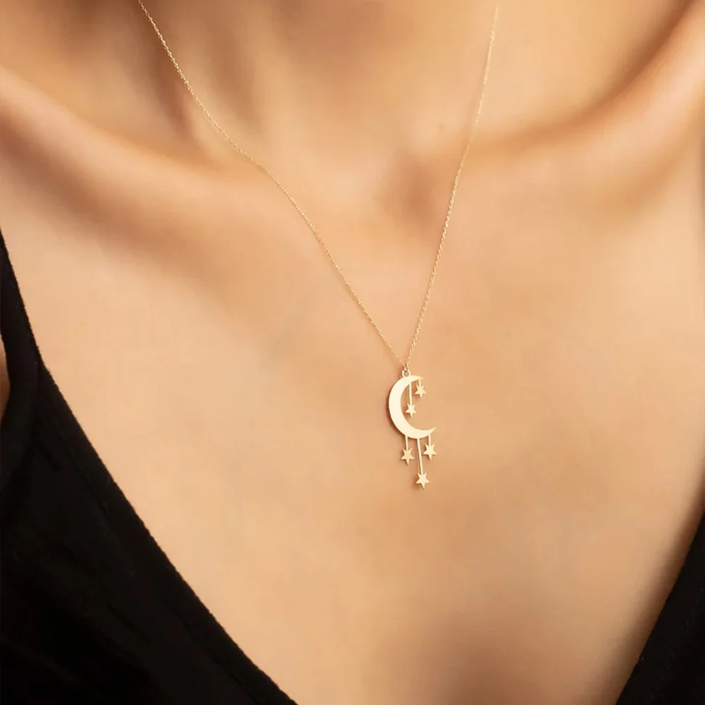 Moon%20Stars%20Pendant%20Women%20Choker%20Necklace/