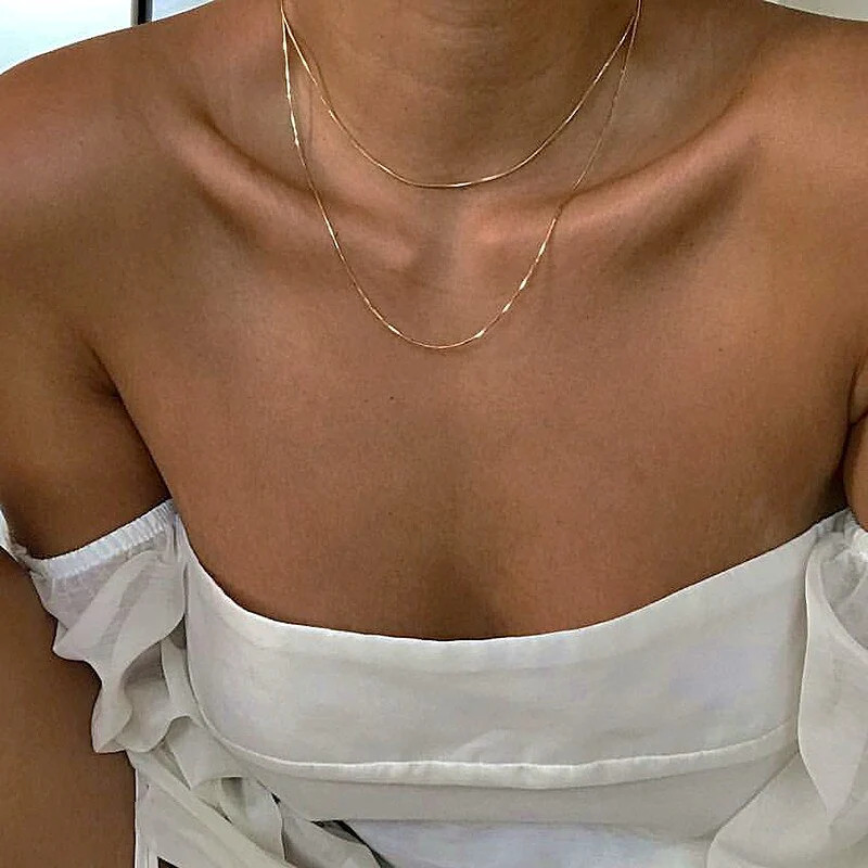 14K%20Gold%20Filled%20Herringbone%20Choker%20Necklace