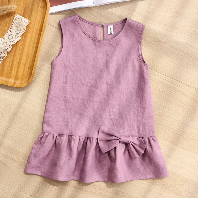 Pink%20Sleeveless%20O-Neck%20Linen%20Flower%20Girl%20Dress-