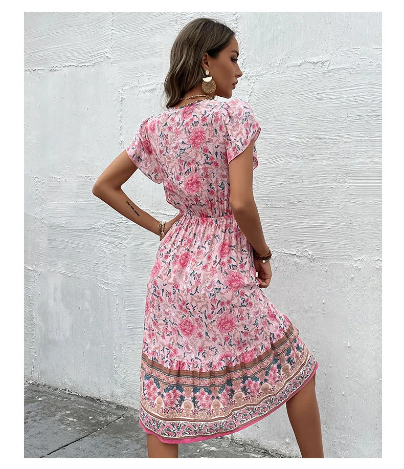 Floral%20Print%20Boho%20Pink%20Midi%20Summer%20Dress