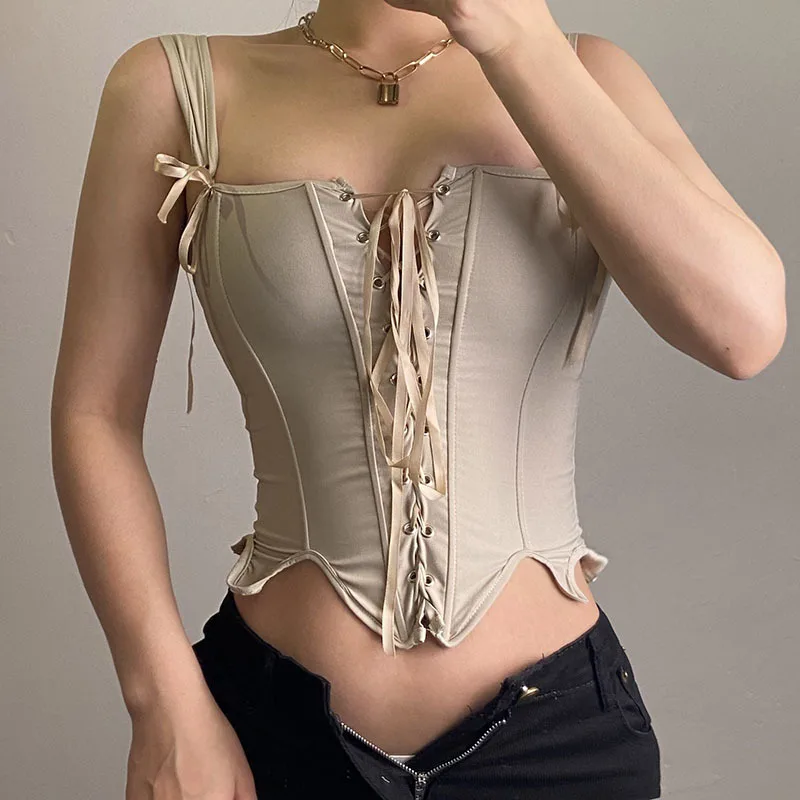 Khaki%20colorCrop%20Corset%20Woman%20Top-